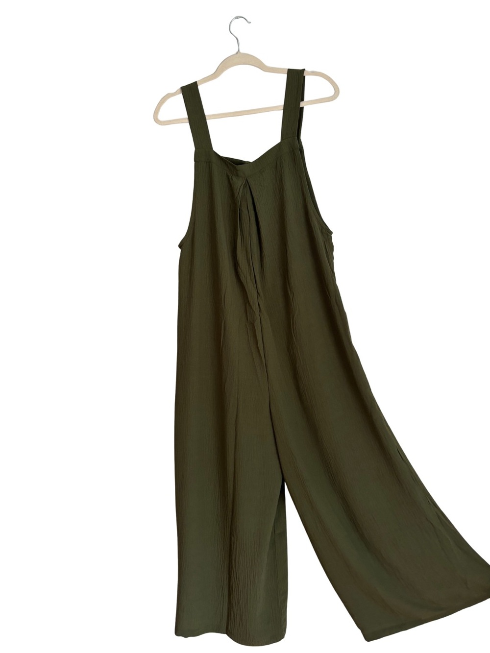 Olive Green Women's Button-Strap Wide Leg Jumper - Picture 4 of 6